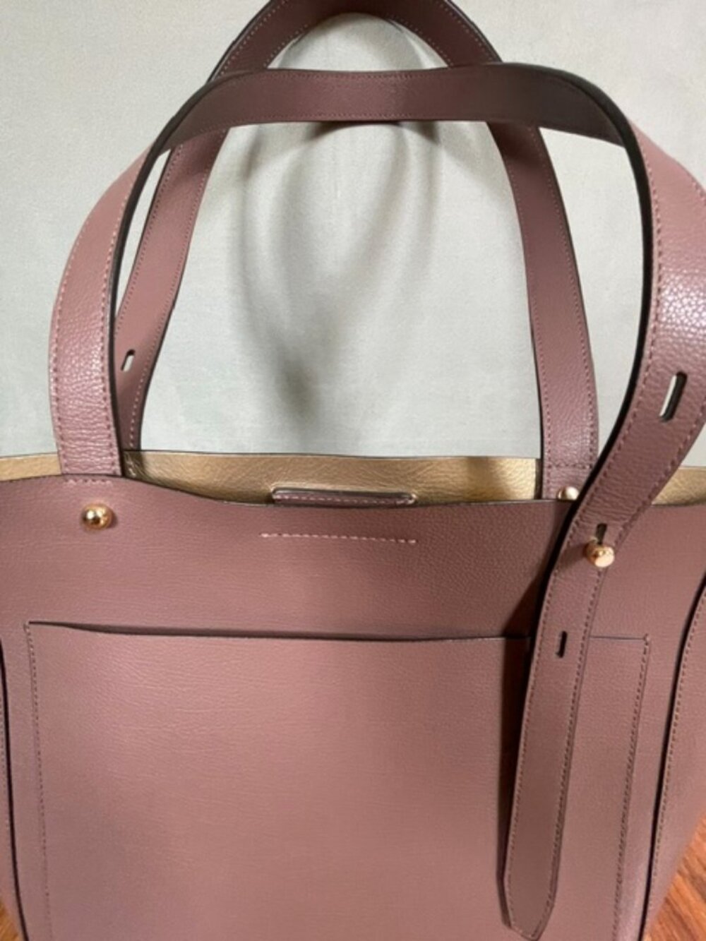 The Rebecca Minkoff Women's Stella Leather Tote Bag in Brown is a stylish and sp - Picture 2 of 12